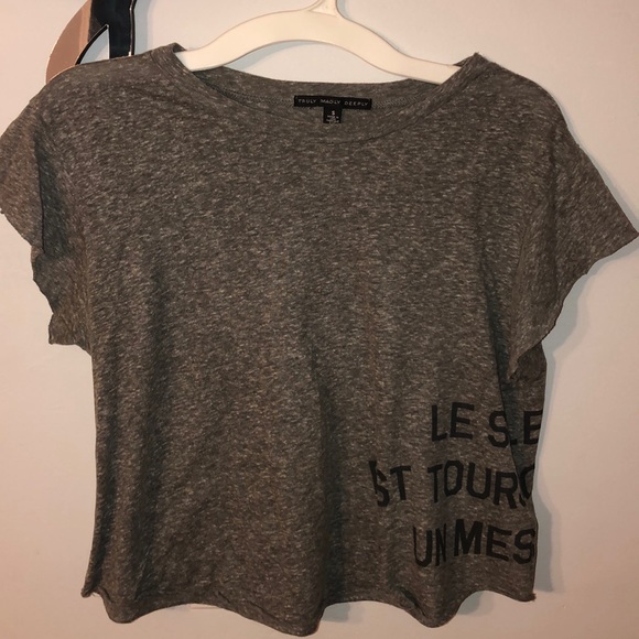 Grey Graphic T Shirt Croptop - Picture 1 of 4